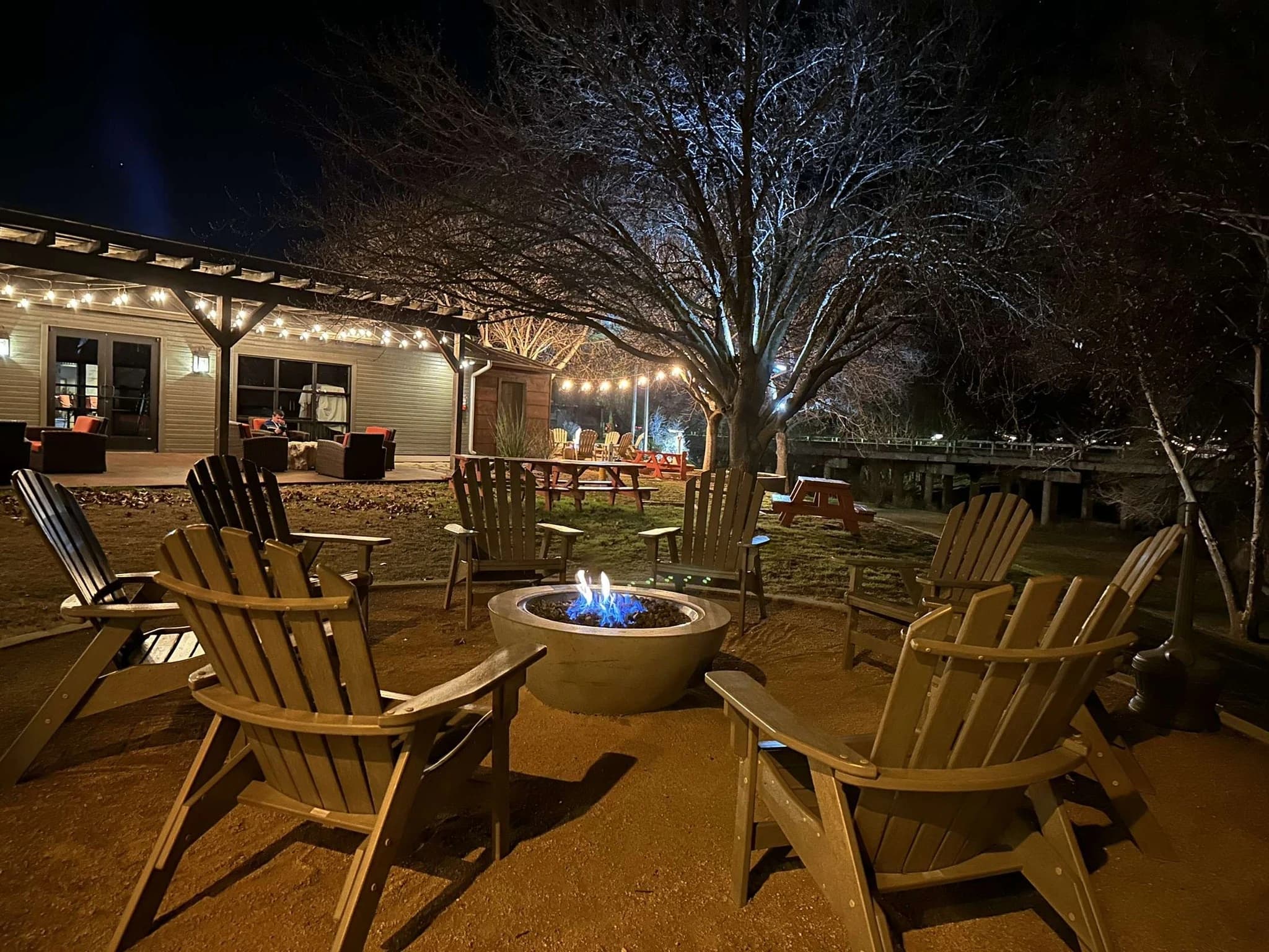 Gas fire pit at the hotel