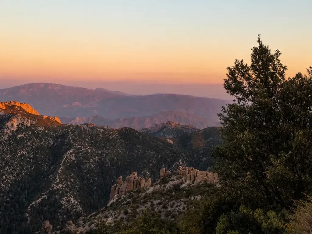 Dusk over the ranges from a Mount Lemmon overlook